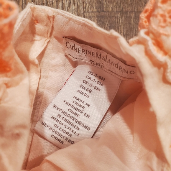 Catherine Malandrino Baby Girl Eyelet Pastel Pink Swiss Dot Top Chambray Shorts - Picture 3 of 13